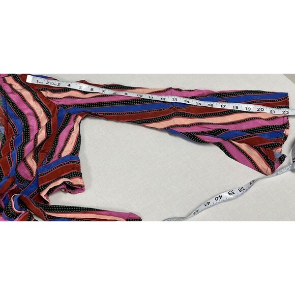 Topshop Striped Long Sleeve Tie Front Crop Top Stars 4th of July Women’s Size 2 - Picture 11 of 15